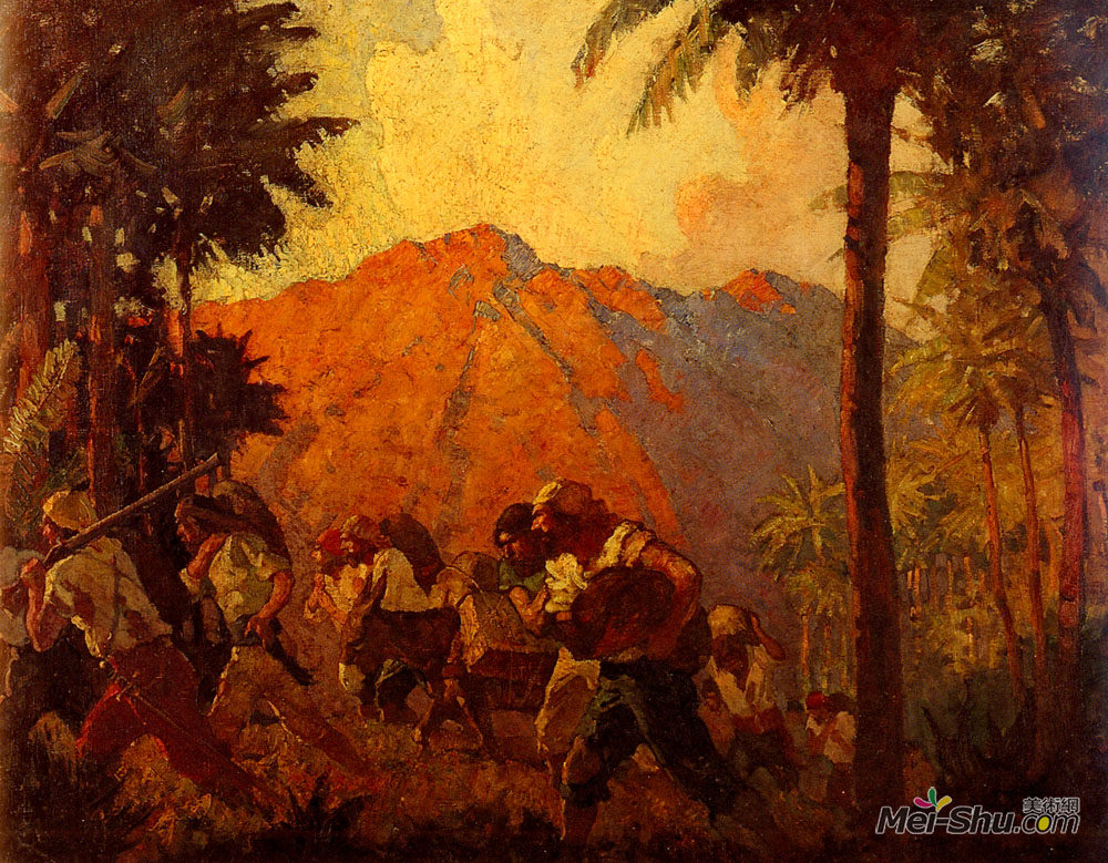 纽威·康瓦斯·魏斯(N.C. Wyeth)高清作品《我们花了三天的时间，连我们的金银珠宝都拿出来了。》