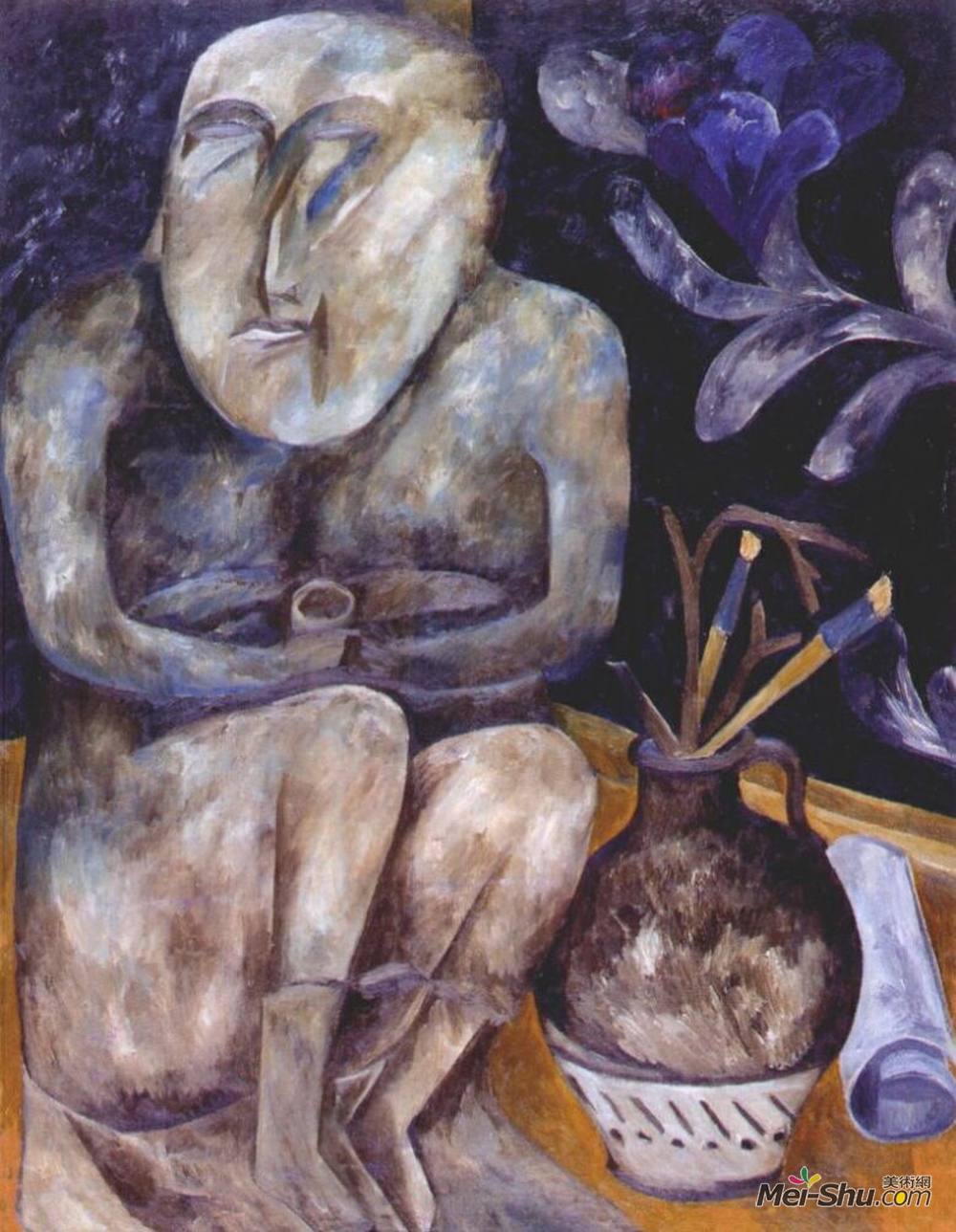 冈察洛娃(Natalia Goncharova)高清作品《石质少女（静物）》
