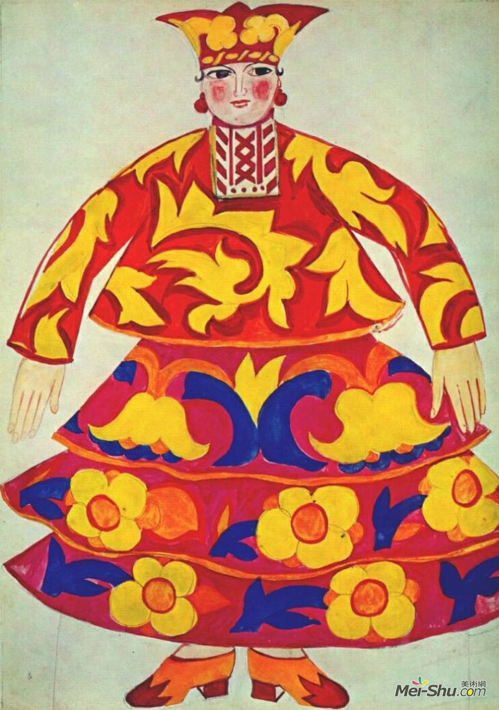 冈察洛娃(Natalia Goncharova)高清作品《俄罗斯女子服饰从金鸡》