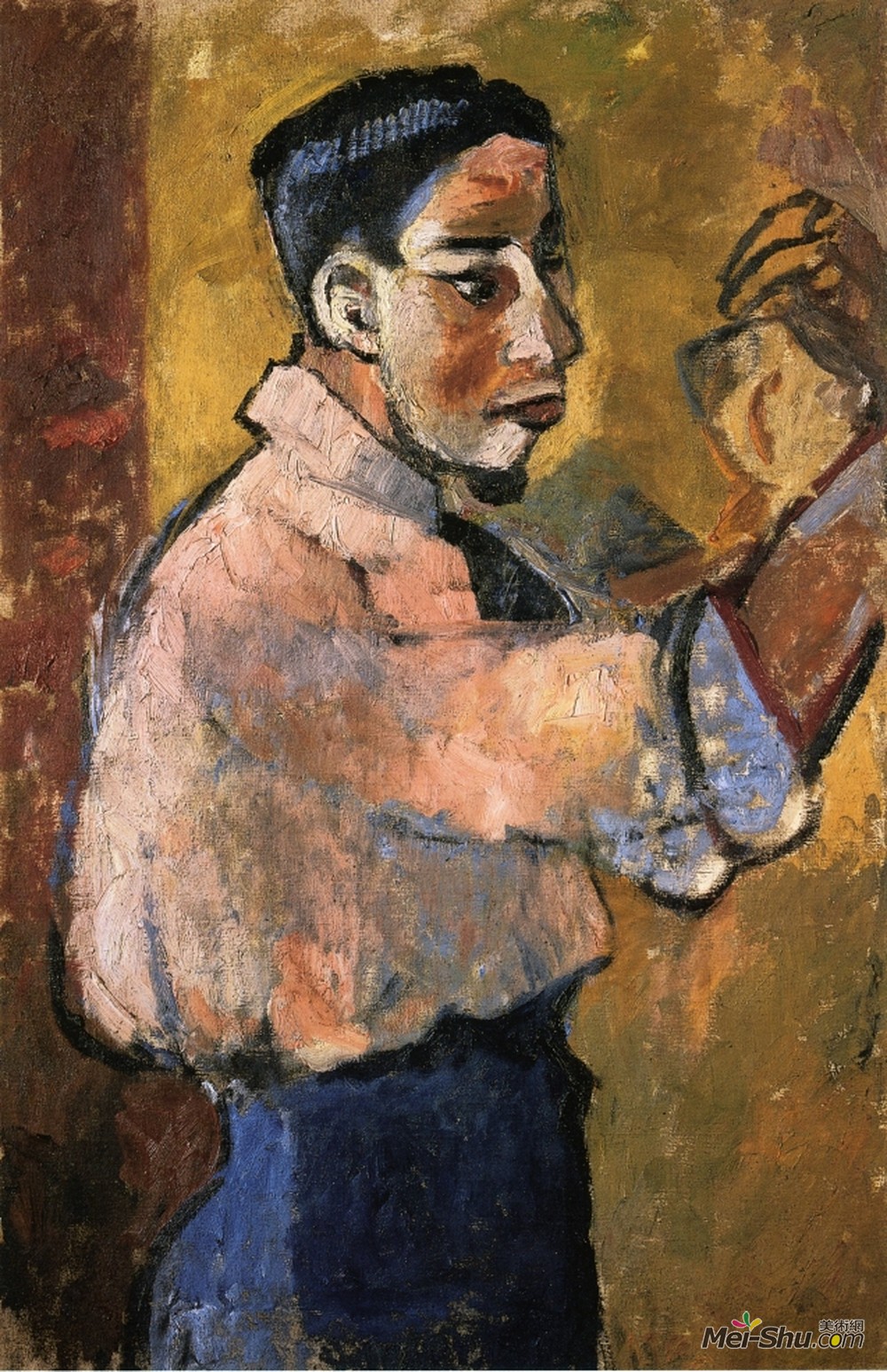 冈察洛娃(Natalia Goncharova)高清作品《有山羊胡子的年轻人》