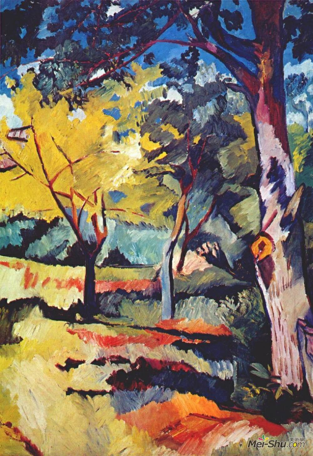 冈察洛娃(Natalia Goncharova)高清作品《Landscape at Ladyzhino》