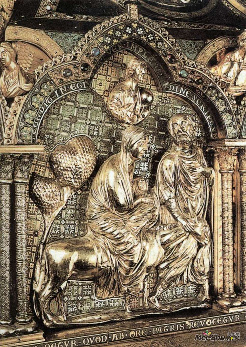 凡尔登的尼古拉斯(Nicholas of Verdun)高清作品《圣母祠（细部）。飞往埃及的航班》