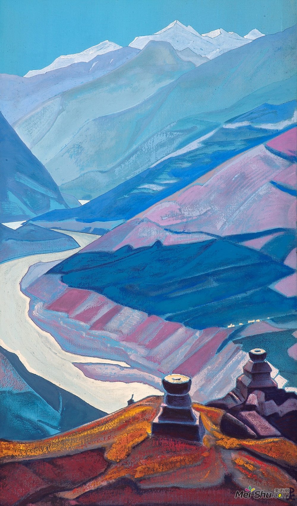 尼古拉斯·罗瑞奇(Nicholas Roerich)高清作品《Chandra-Bhaga (Path to Triloknath)》