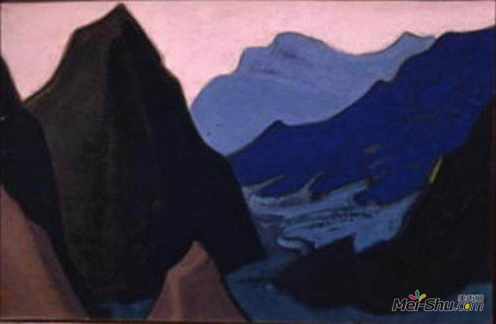 尼古拉斯·罗瑞奇(Nicholas Roerich)高清作品《喜马拉雅山脉。阴沉的悬崖》