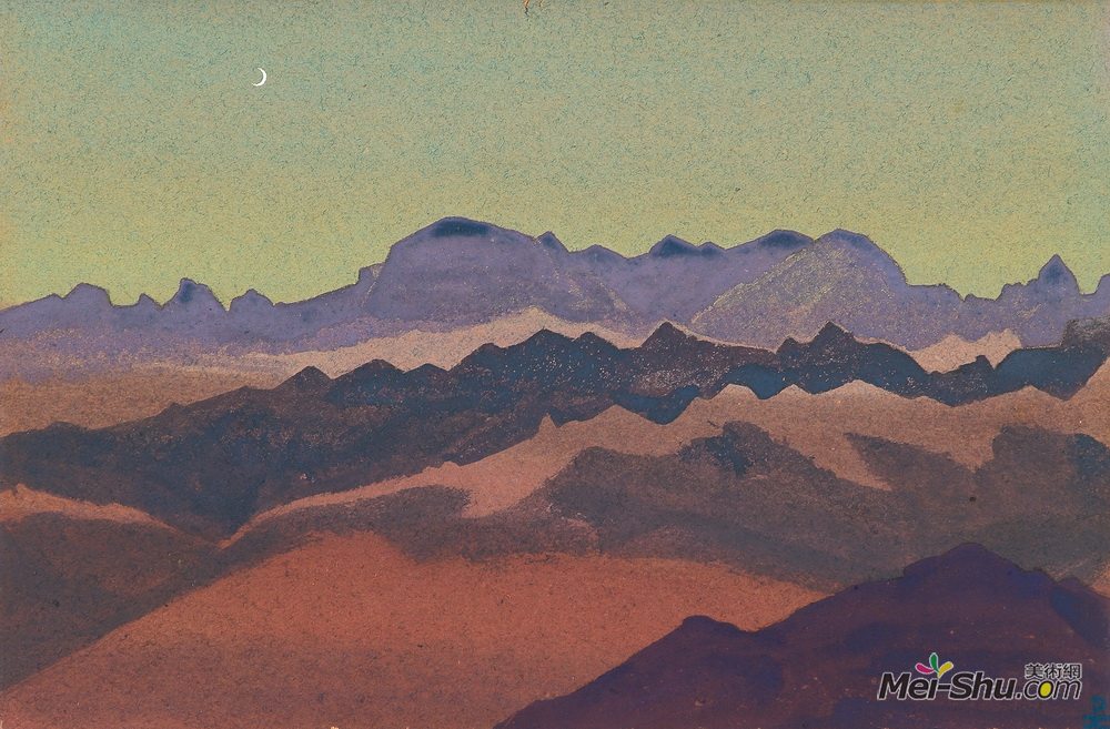 尼古拉斯·罗瑞奇(Nicholas Roerich)高清作品《Himalayas. Nearly Sandahpu.》