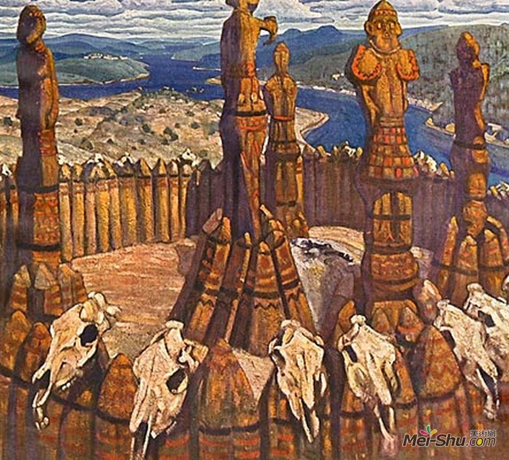 尼古拉斯·罗瑞奇(Nicholas Roerich)高清作品《Idols (Pagan Rus)》