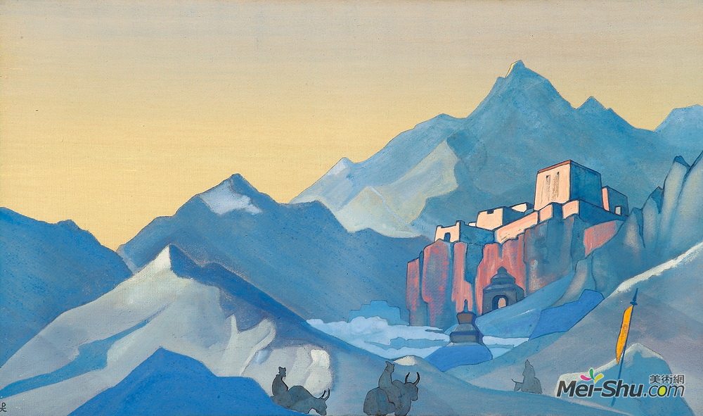 尼古拉斯·罗瑞奇(Nicholas Roerich)高清作品《Path to Kailas. Monastery.》