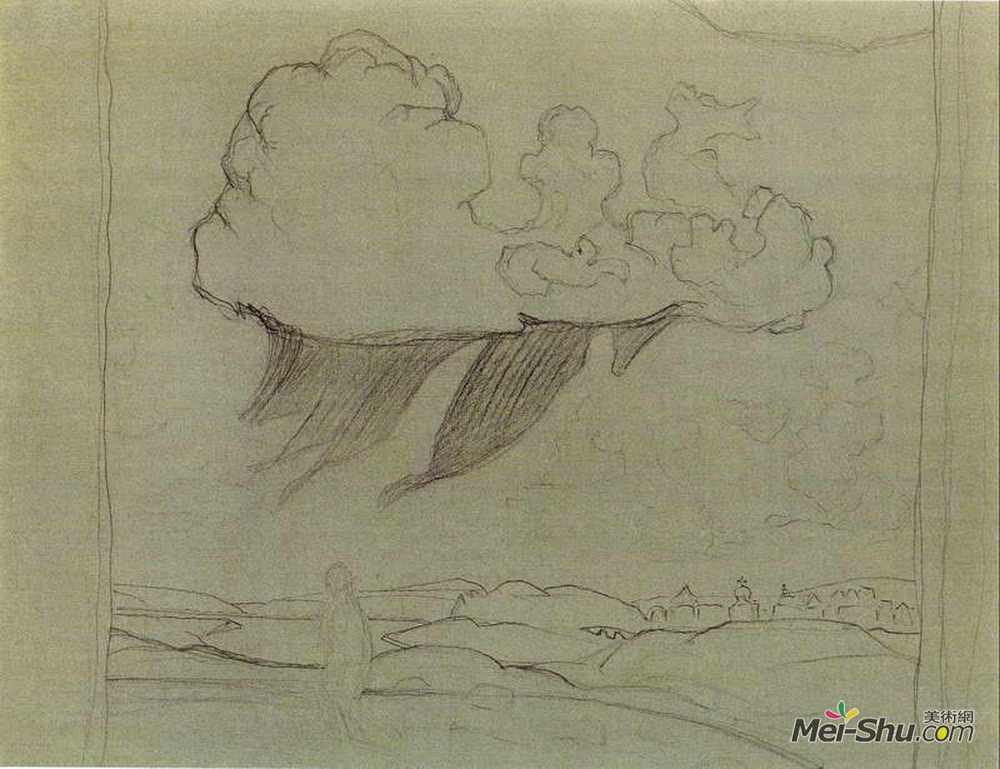 尼古拉斯·罗瑞奇(Nicholas Roerich)高清作品《Procopius the Righteous removes a cloud of stone from the Gr》