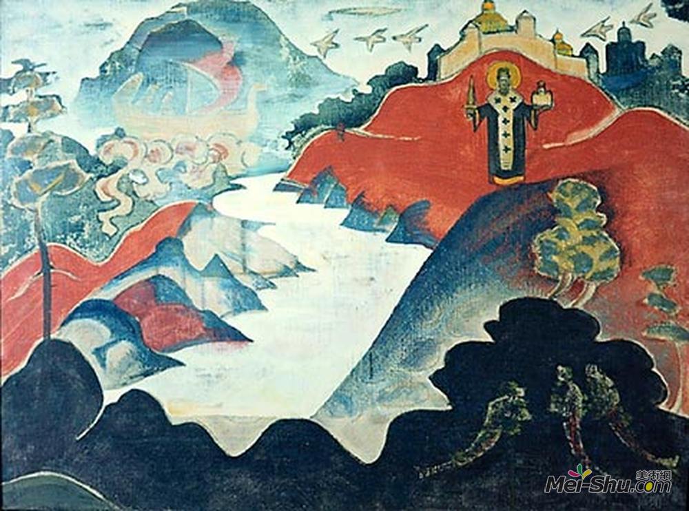 尼古拉斯·罗瑞奇(Nicholas Roerich)高清作品《Saint Nicholas (Nicola Mozhaisky)》