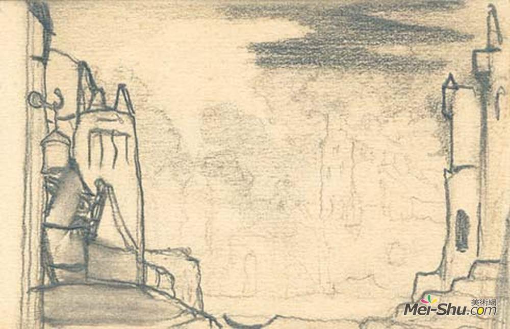 尼古拉斯·罗瑞奇(Nicholas Roerich)高清作品《Scenery sketch for Mussorgsky's opera "Khov》
