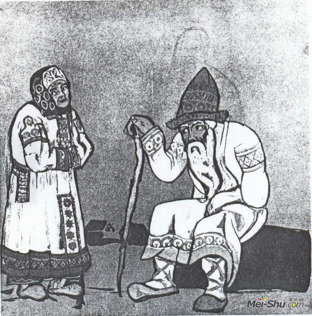 尼古拉斯·罗瑞奇(Nicholas Roerich)高清作品《“雪少女”服装设计素描》