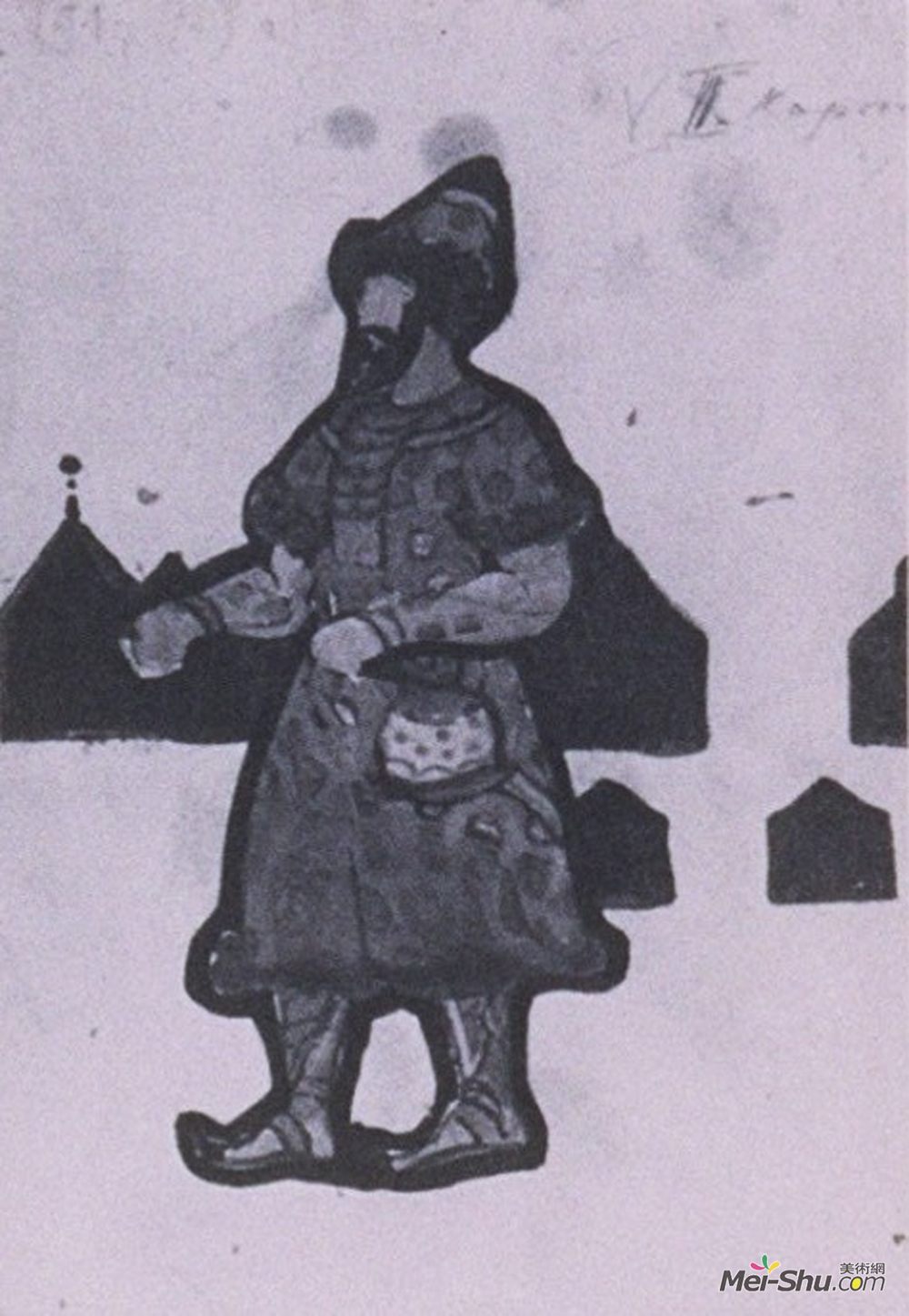 尼古拉斯·罗瑞奇(Nicholas Roerich)高清作品《“雪少女”服装设计素描》