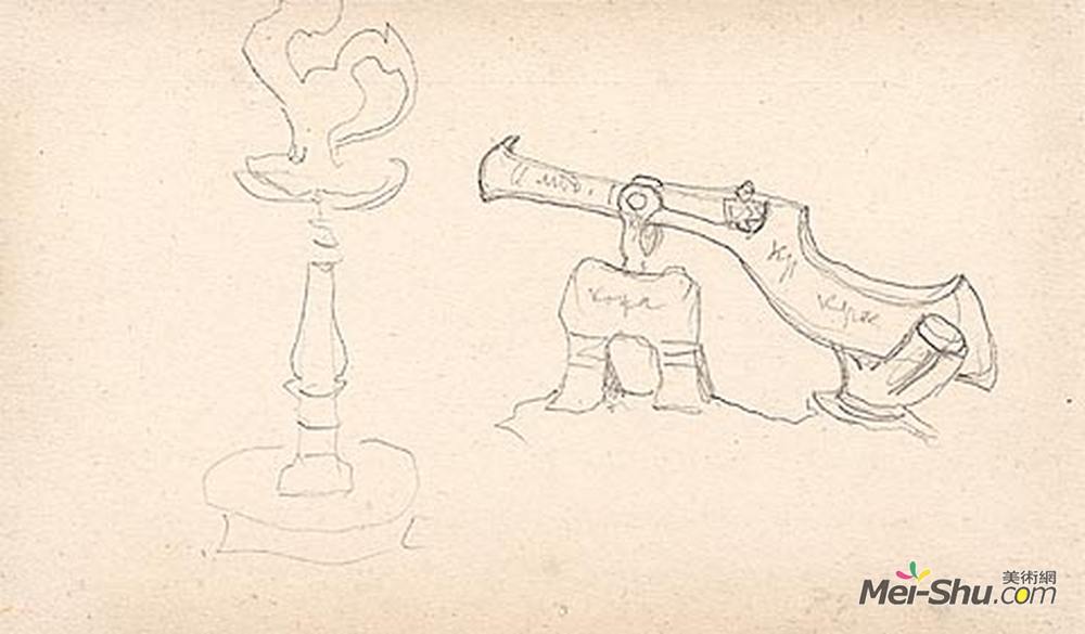 尼古拉斯·罗瑞奇(Nicholas Roerich)高清作品《Sketch of lamp and Tsar-Cannon for Rimsky-Korsakovs opera》