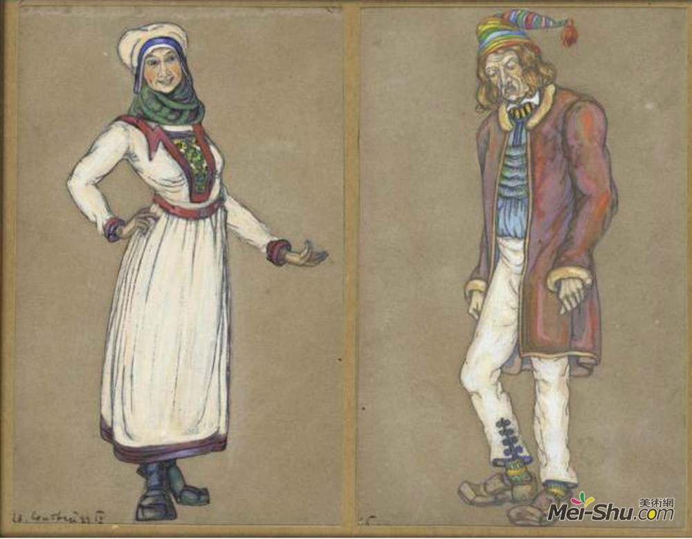 尼古拉斯·罗瑞奇(Nicholas Roerich)高清作品《Sketches of costumes for "Peer Gynt"》