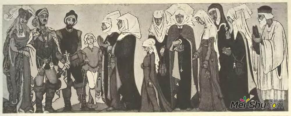 尼古拉斯·罗瑞奇(Nicholas Roerich)高清作品《Sketches of costumes for "Sister Beatrice"》