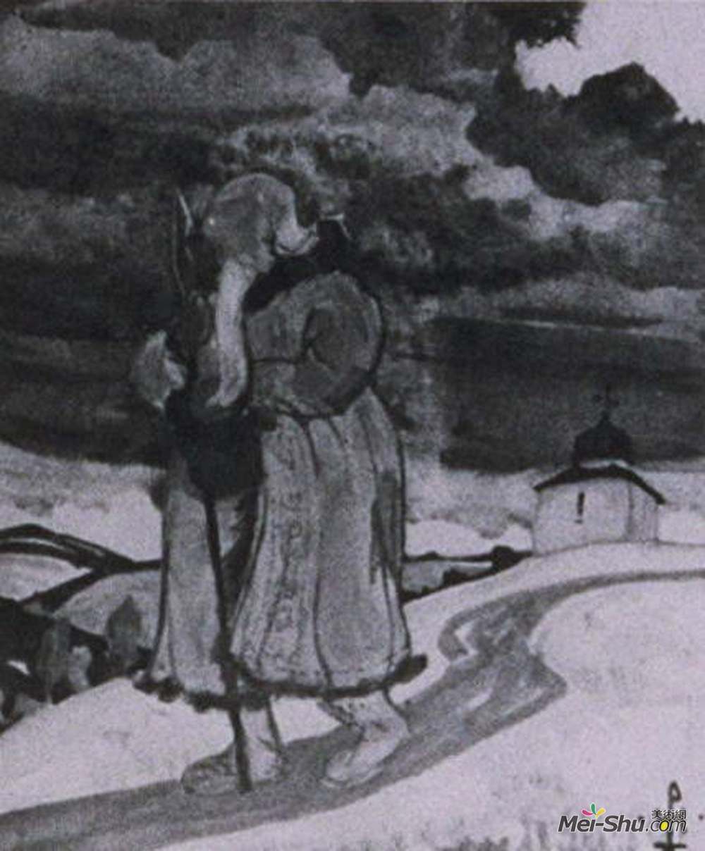 尼古拉斯·罗瑞奇(Nicholas Roerich)高清作品《Sketches of costumes for "Tale of Tsar Saltan&q》