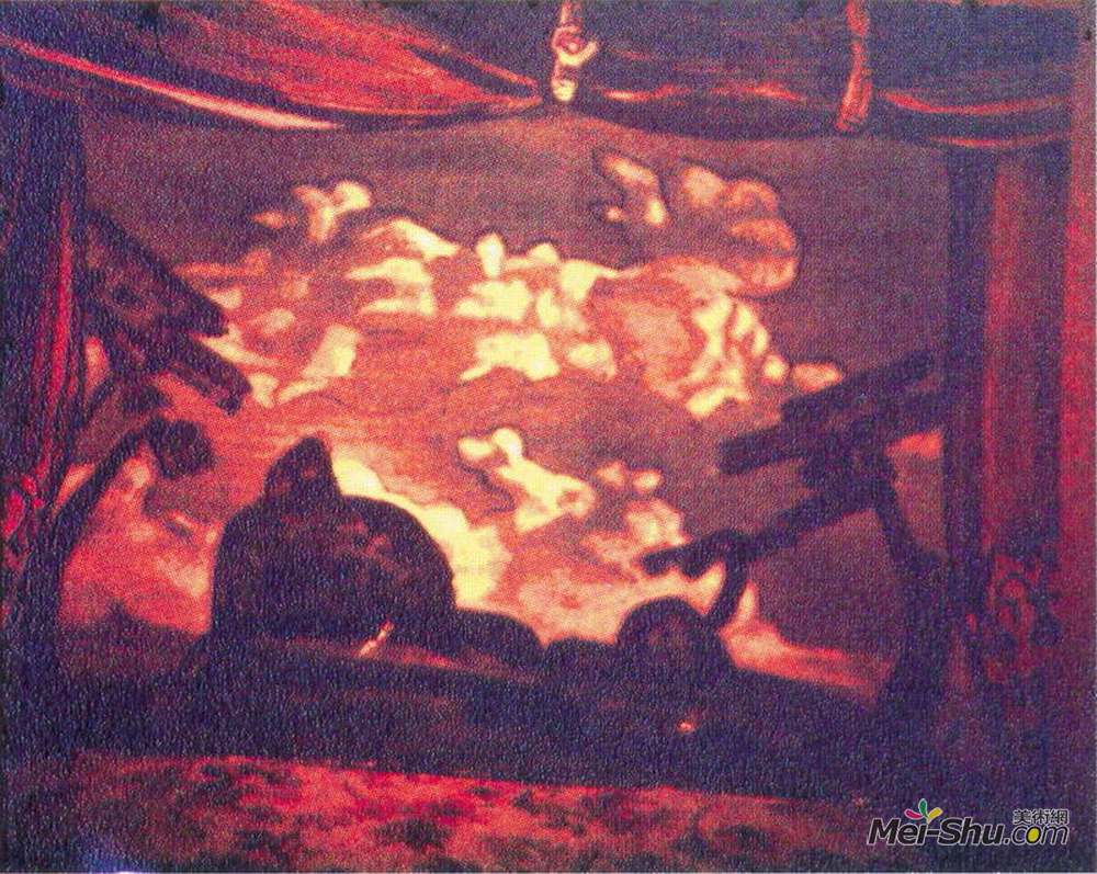 尼古拉斯·罗瑞奇(Nicholas Roerich)高清作品《秃山夜景设计研究》