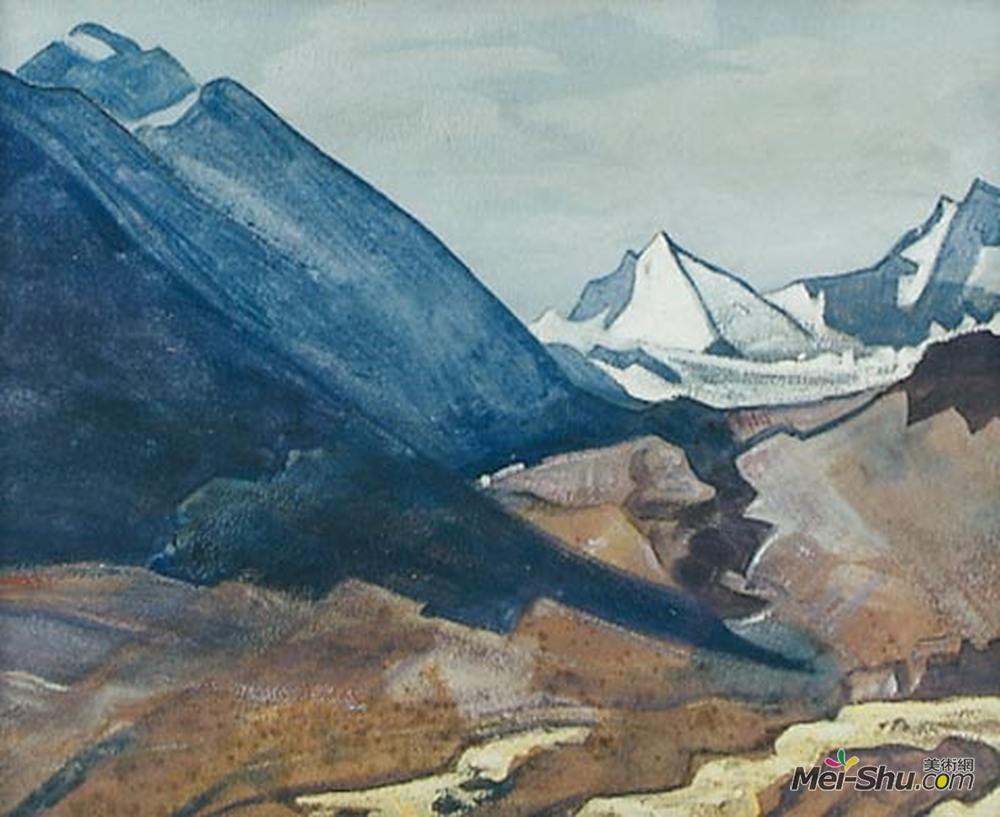 尼古拉斯·罗瑞奇(Nicholas Roerich)高清作品《Study to"Ienno-Guio-Dia - friend of travelers&q》