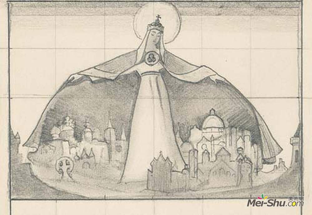 尼古拉斯·罗瑞奇(Nicholas Roerich)高清作品《Study to "Madonna Protectoris"》
