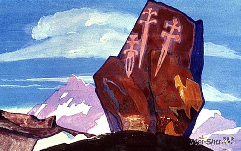 尼古拉斯·罗瑞奇(Nicholas Roerich)高清作品《格萨尔王之剑》