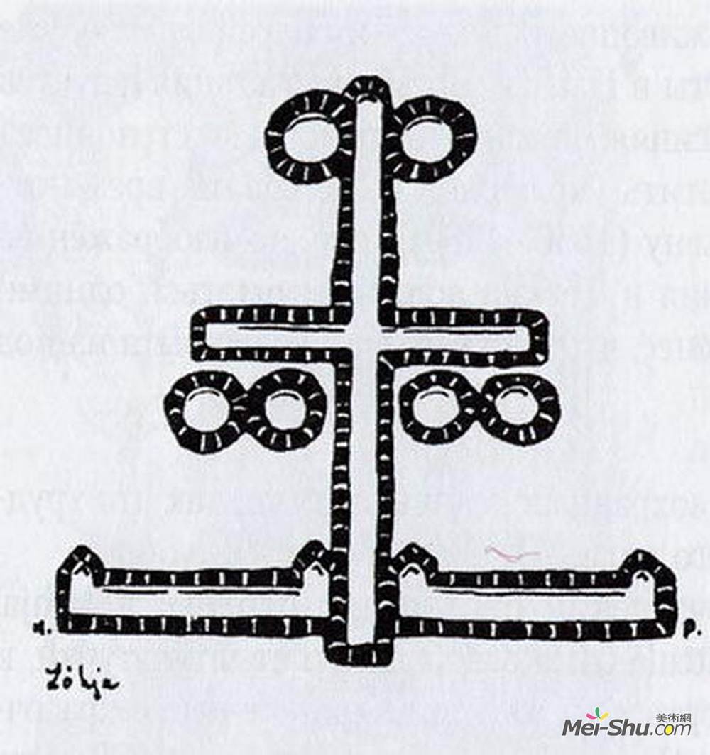 尼古拉斯·罗瑞奇(Nicholas Roerich)高清作品《Symbolic cross on the outer wall in Lohia》