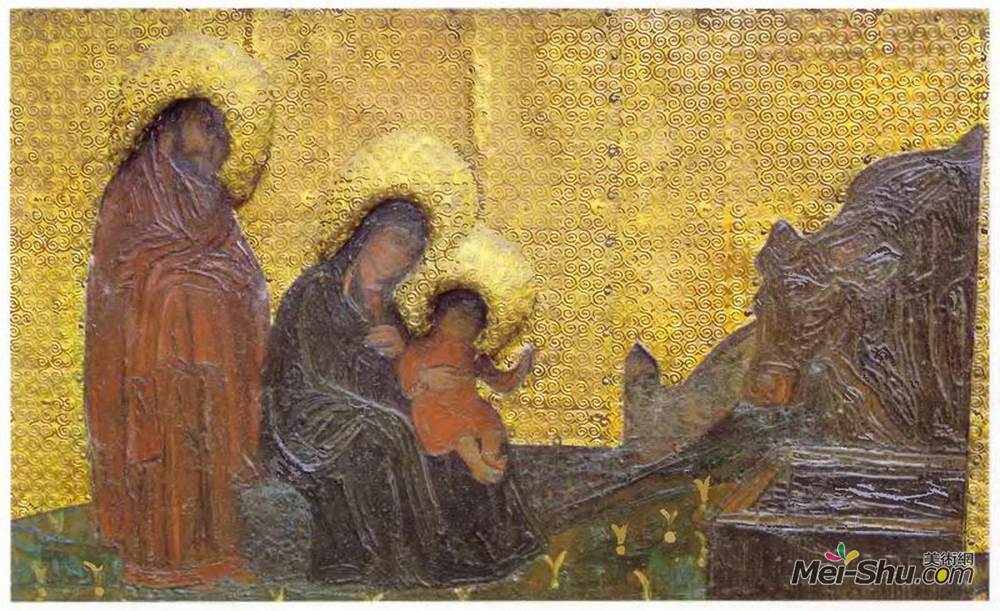 尼古拉斯·罗瑞奇(Nicholas Roerich)高清作品《The Virgin Holidays. Introduction of the Virgin in Temple. H》