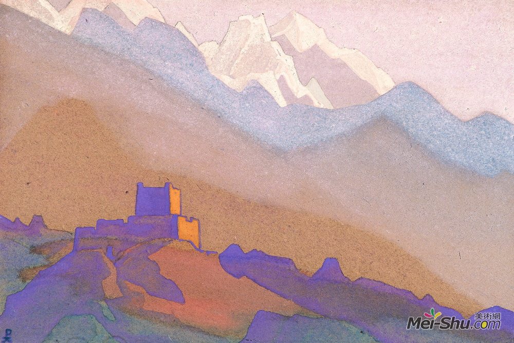 尼古拉斯·罗瑞奇(Nicholas Roerich)高清作品《西藏。喜马拉雅山脉。》