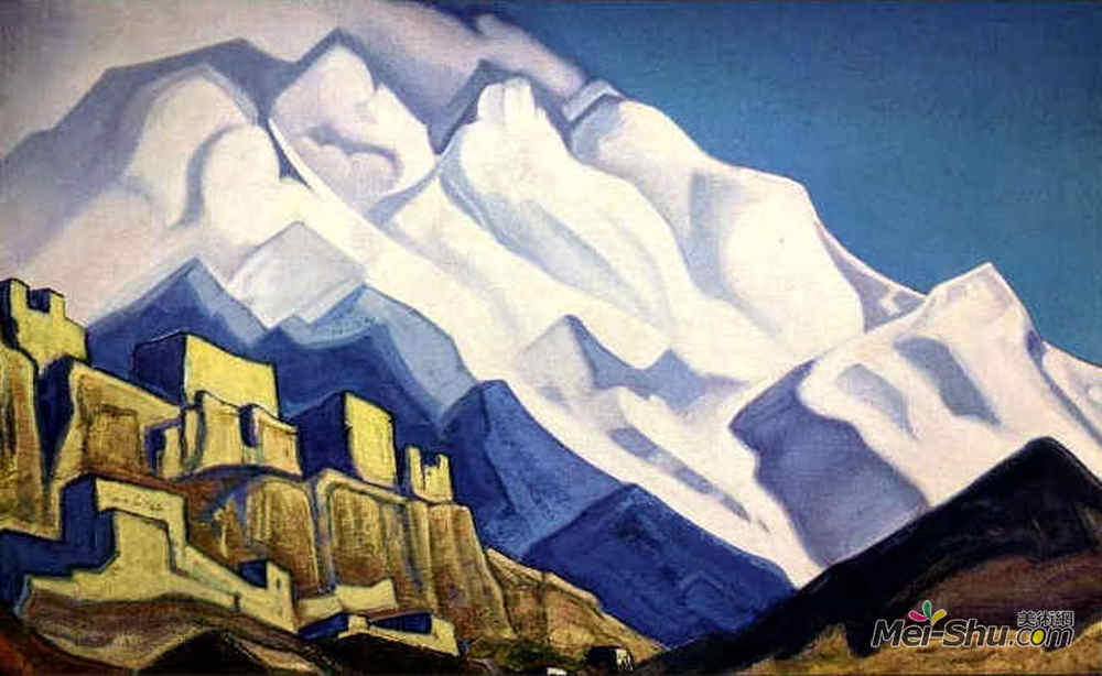 尼古拉斯·罗瑞奇(Nicholas Roerich)高清作品《西藏寺院》