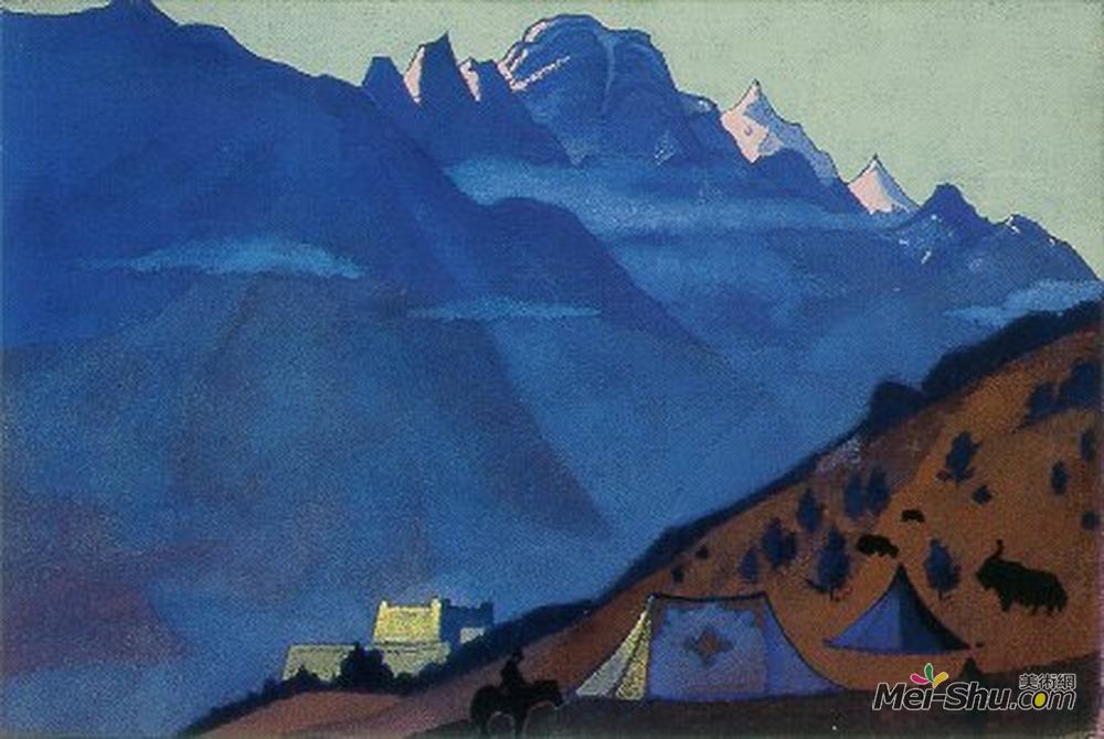 尼古拉斯·罗瑞奇(Nicholas Roerich)高清作品《Tibetian camp. Keilang.》
