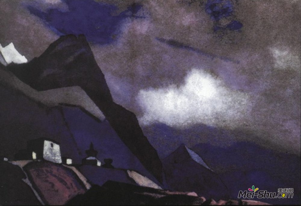 尼古拉斯·罗瑞奇(Nicholas Roerich)高清作品《西藏民居》