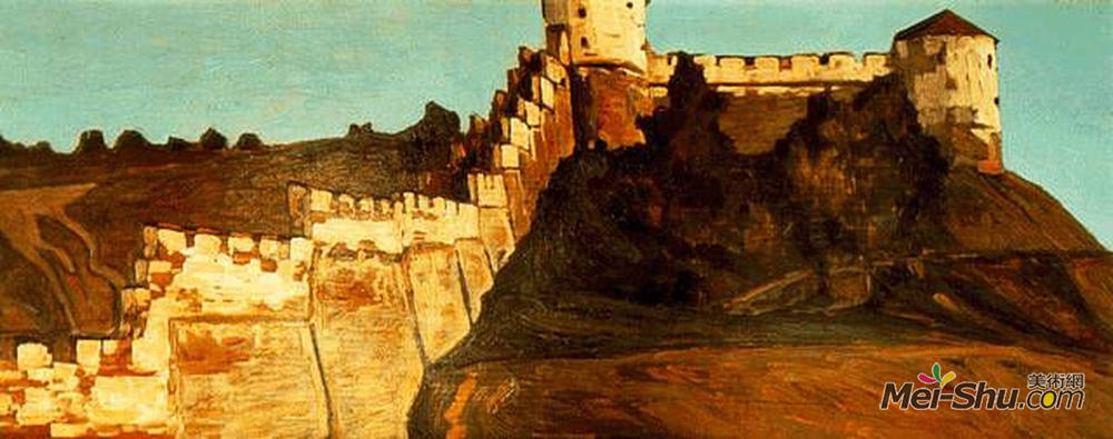 尼古拉斯·罗瑞奇(Nicholas Roerich)高清作品《克里姆林宫墙壁在诺夫哥罗德》