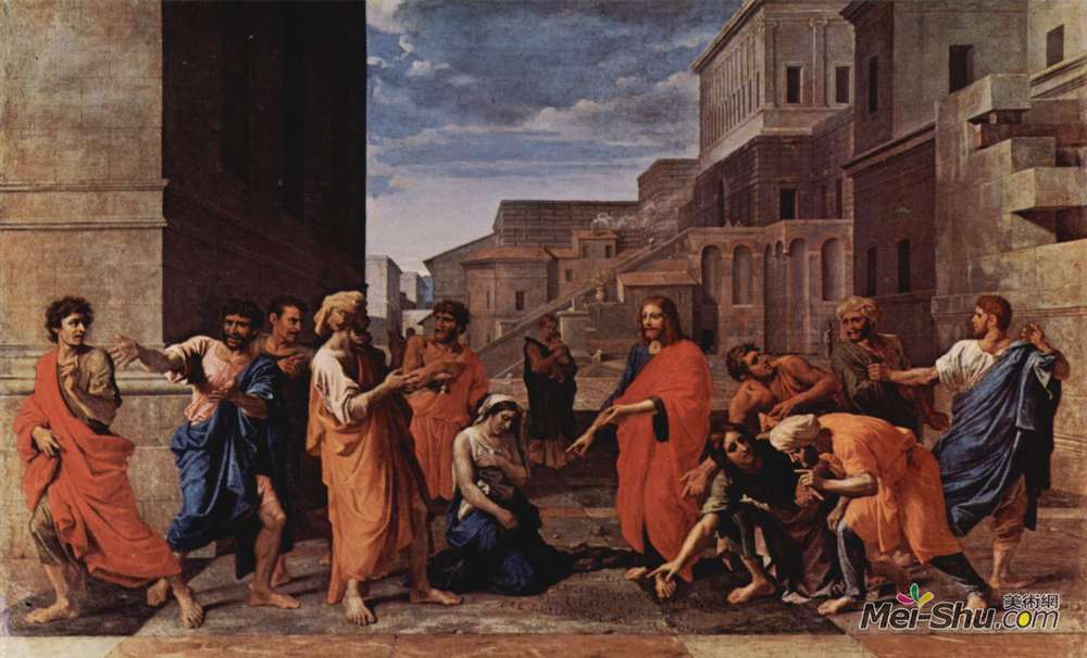 尼古拉斯·普桑(Nicolas Poussin)高清作品《基督与奸妇》