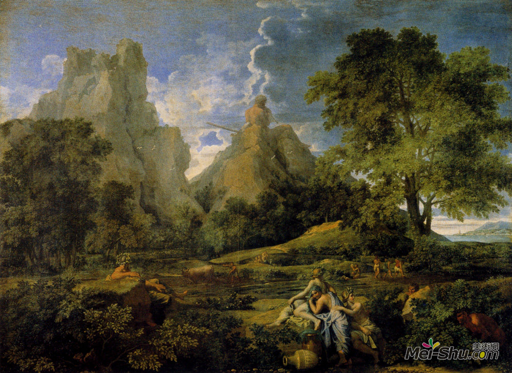 尼古拉斯·普桑(Nicolas Poussin)高清作品《多花山水画》