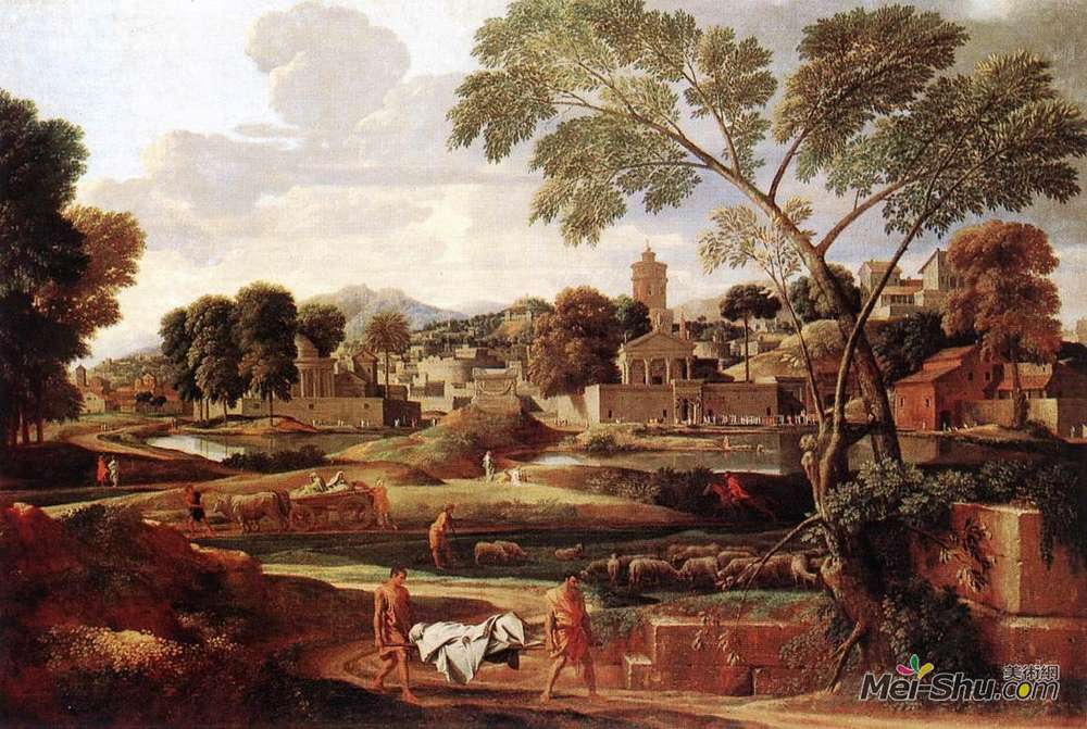 尼古拉斯·普桑(Nicolas Poussin)高清作品《与菲森恩葬礼的风景》