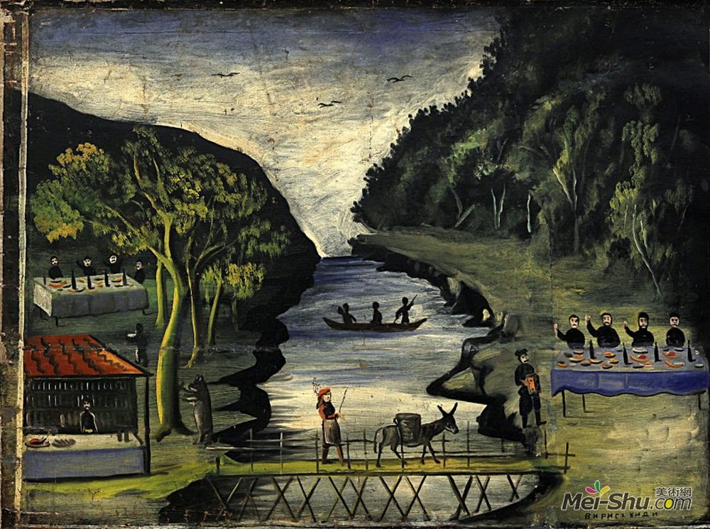 皮罗斯马尼(Niko Pirosmani)高清作品《驴桥（六幅壁画中的一部分）》