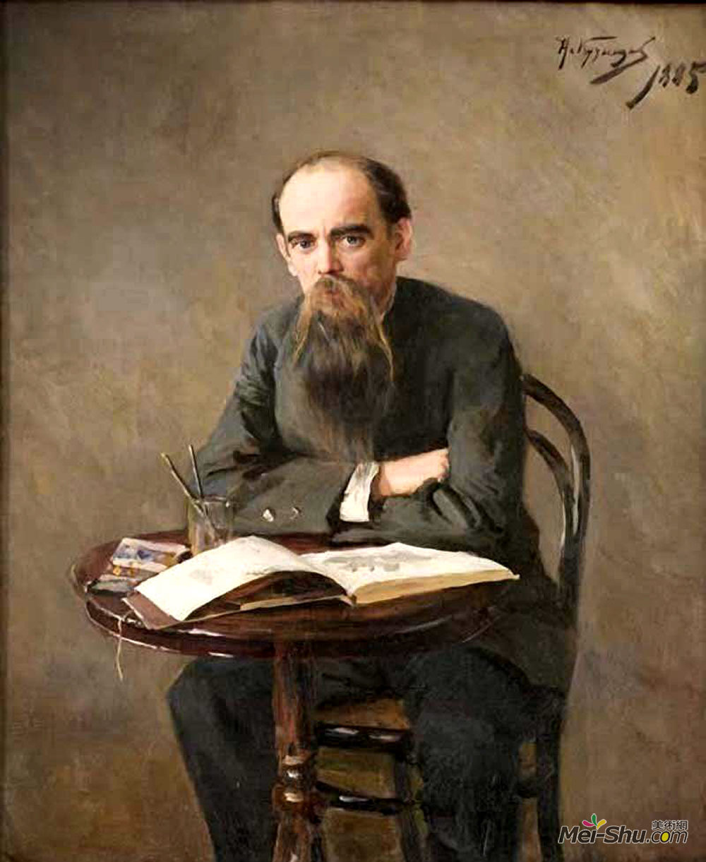 尼古莱·库兹涅佐夫(Nikolai Kuznetsov)高清作品《Portrait of the artist Efim Volkov》