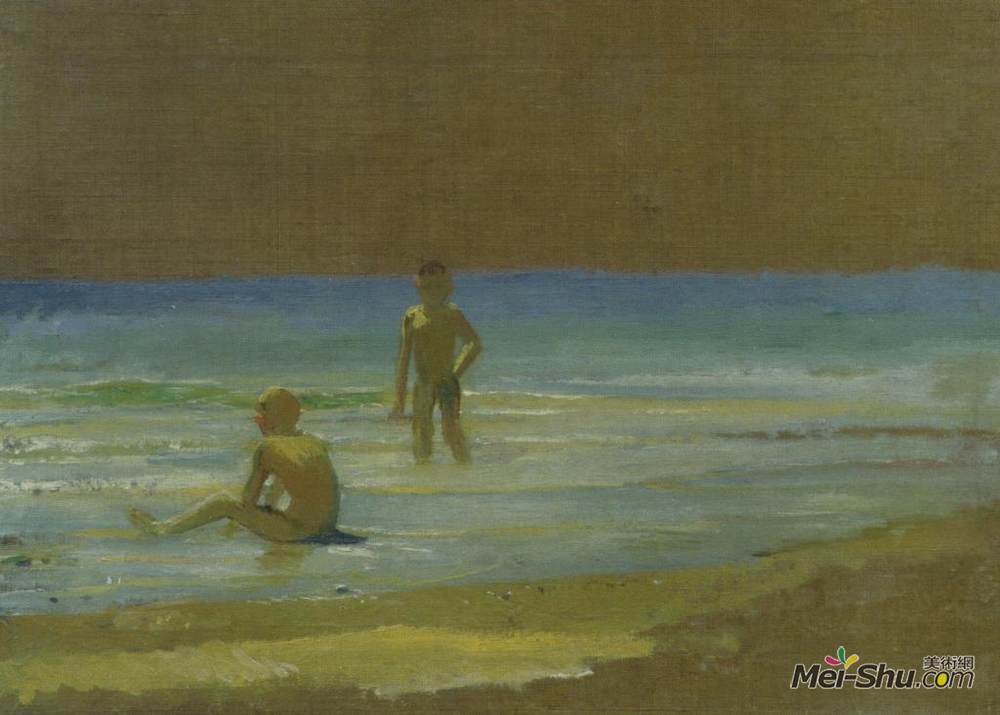 尼古拉格(Nikolai Ge)高清作品《海滩上的男孩们。书房》