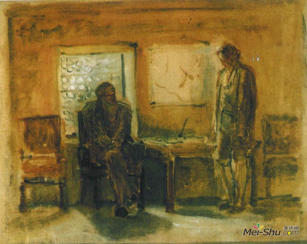 尼古拉格(Nikolai Ge)高清作品《Peter I interrogates Tsarevich Alexei》