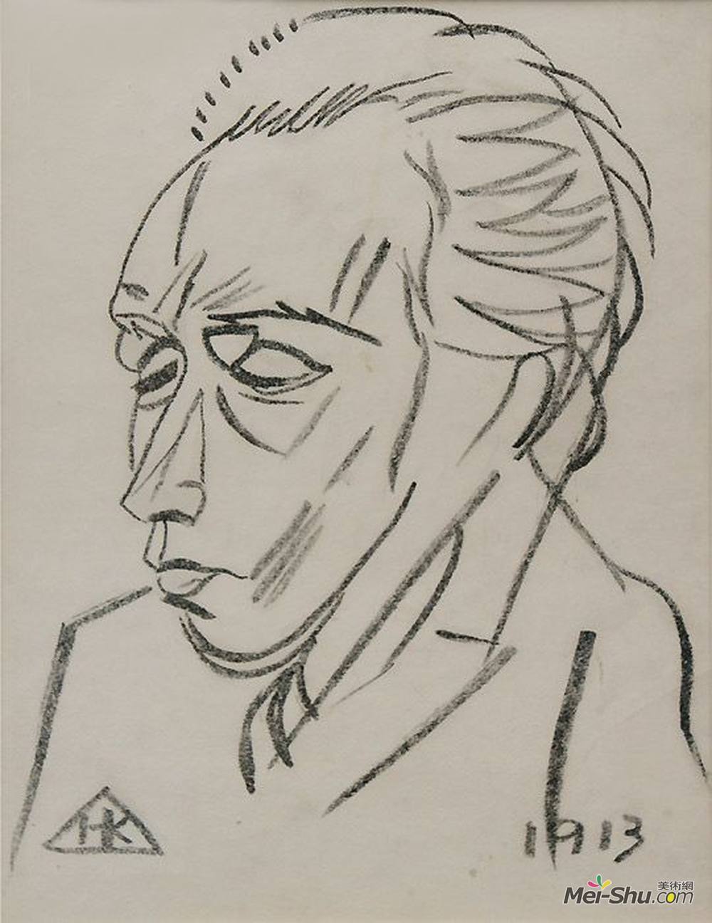 尼古拉伊万诺维奇库林(Nikolai Kulbin)高清作品《Portrait of Velimir Khlebnikov》