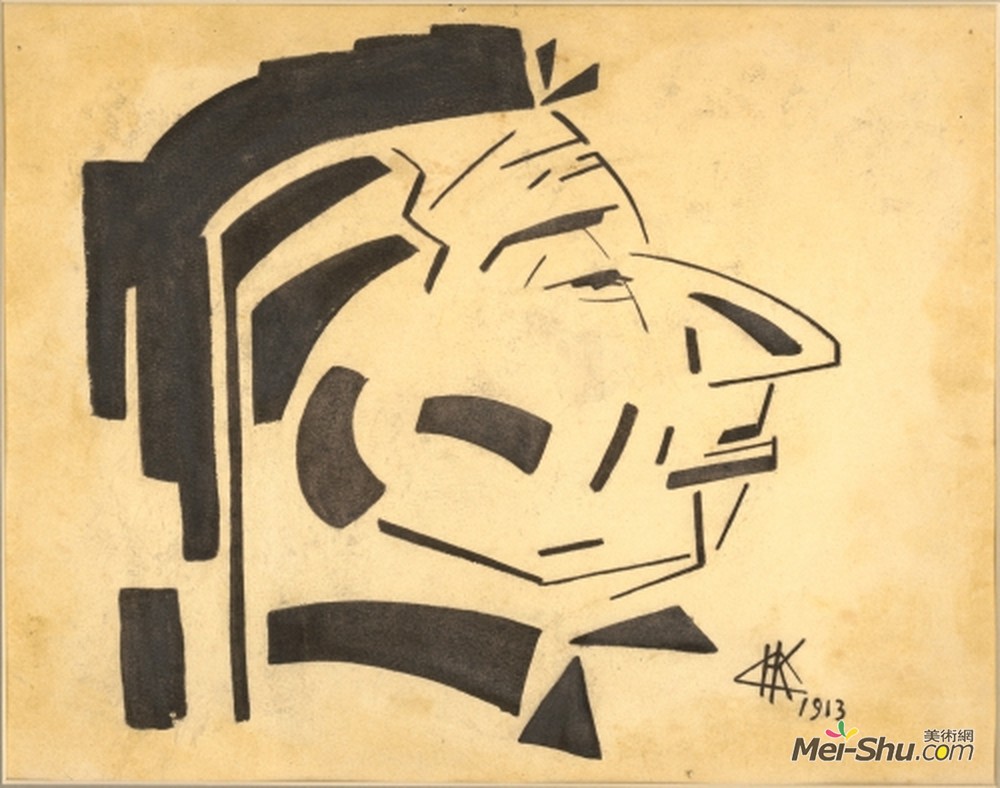 尼古拉伊万诺维奇库林(Nikolai Kulbin)高清作品《维塞沃罗梅耶霍尔德肖像》