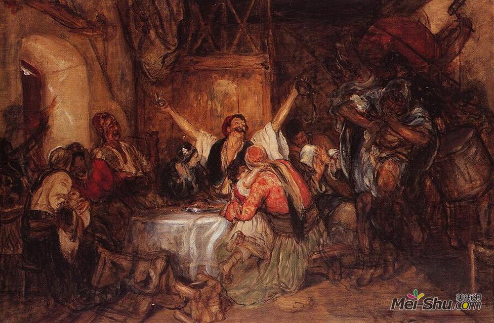 尼古拉斯·吉热斯(Nikolaos Gyzis)高清作品《在雅典的狂欢节》
