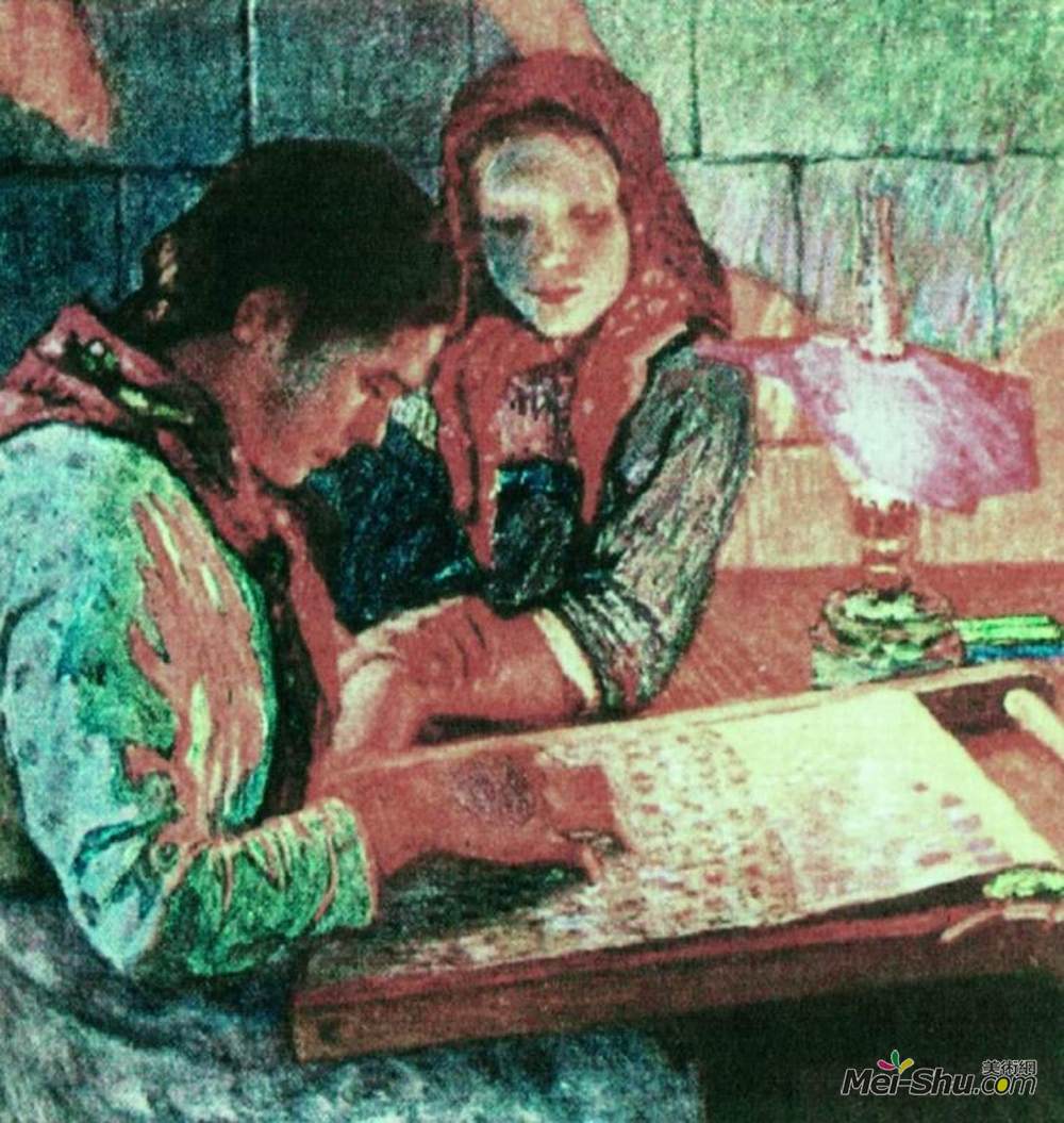 尼古拉·博格丹诺夫·贝尔斯基(Nikolay Bogdanov-Belsky)高清作品《在工作中》