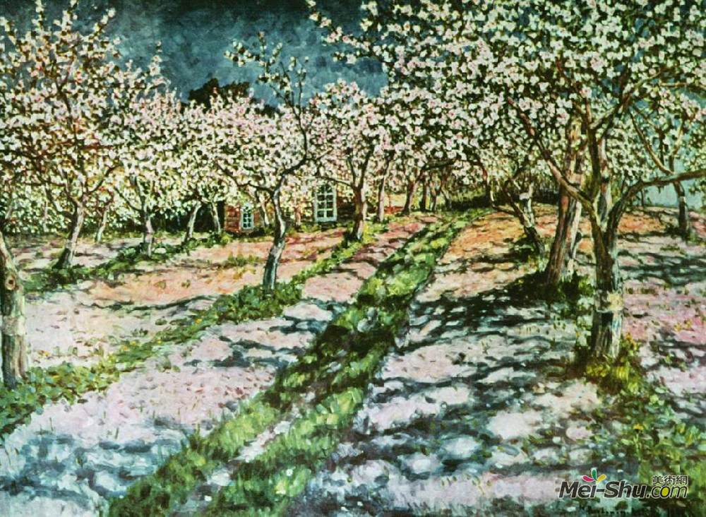 尼古拉·博格丹诺夫·贝尔斯基(Nikolay Bogdanov-Belsky)高清作品《郁金香苹果园》