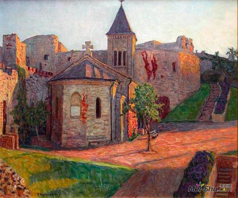 尼古拉·博格丹诺夫·贝尔斯基(Nikolay Bogdanov-Belsky)高清作品《教堂观》