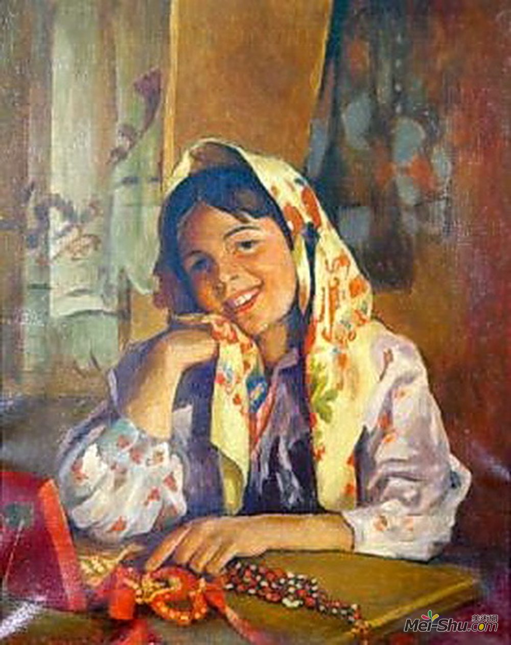 尼古拉·博格丹诺夫·贝尔斯基(Nikolay Bogdanov-Belsky)高清作品《俄罗斯服饰中的马丁》