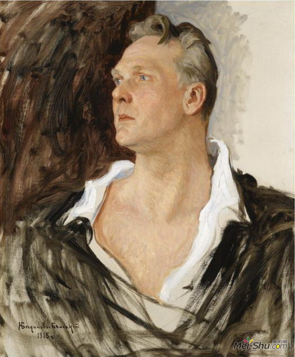 尼古拉·博格丹诺夫·贝尔斯基(Nikolay Bogdanov-Belsky)高清作品《Portrait of Feodor Chaliapin》