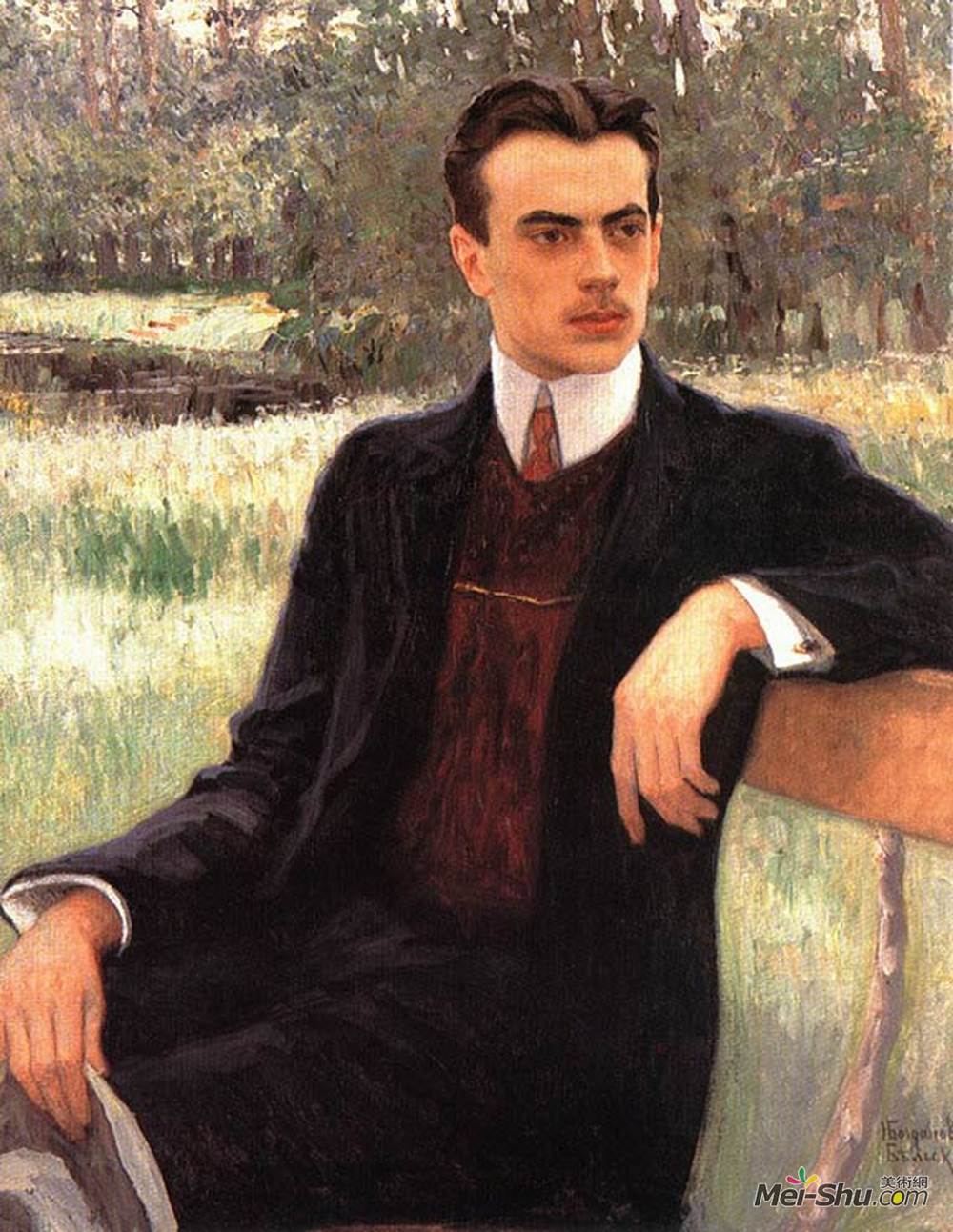 尼古拉·博格丹诺夫·贝尔斯基(Nikolay Bogdanov-Belsky)高清作品《Portrait of N.Yusupov》