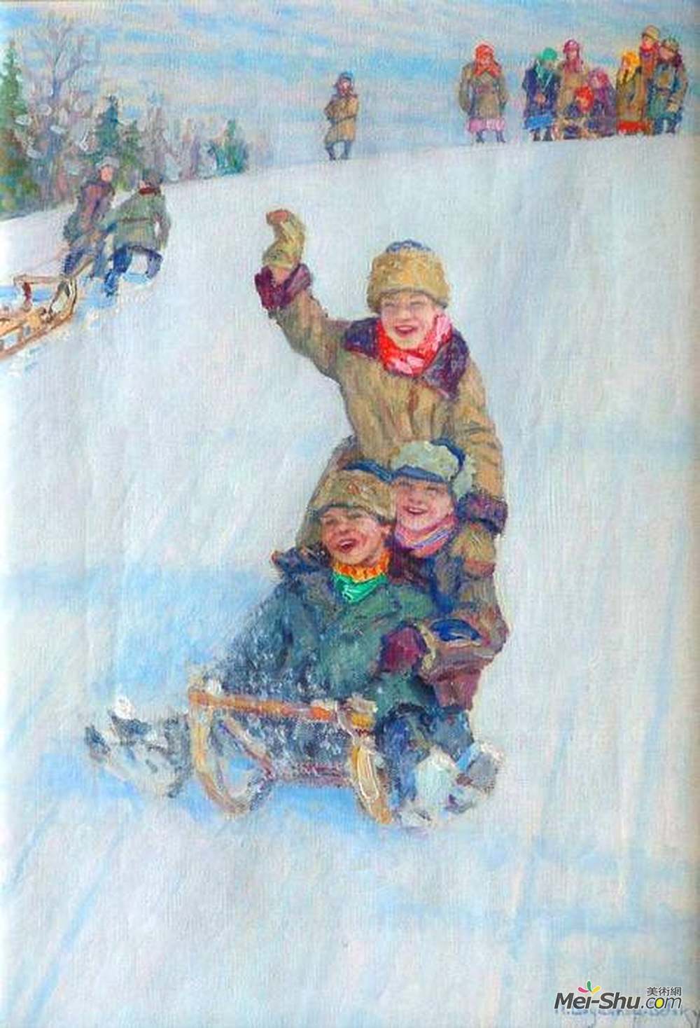 尼古拉·博格丹诺夫·贝尔斯基(Nikolay Bogdanov-Belsky)高清作品《山峰滑冰》