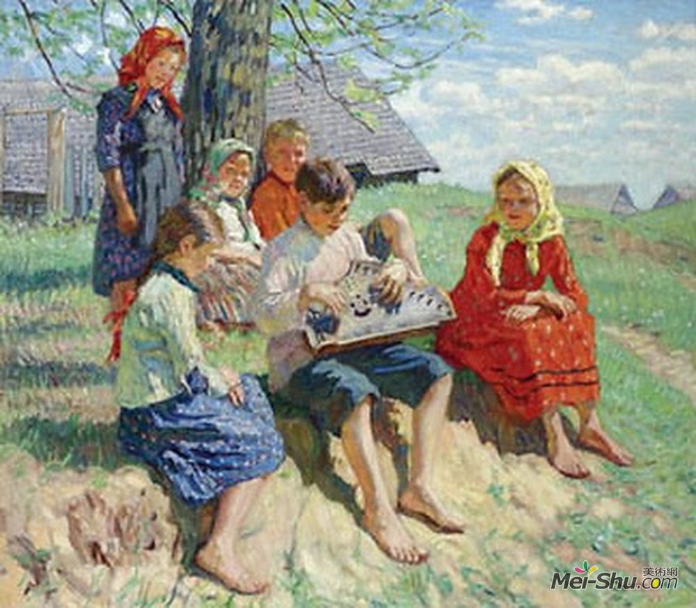 尼古拉·博格丹诺夫·贝尔斯基(Nikolay Bogdanov-Belsky)高清作品《春季彩排》