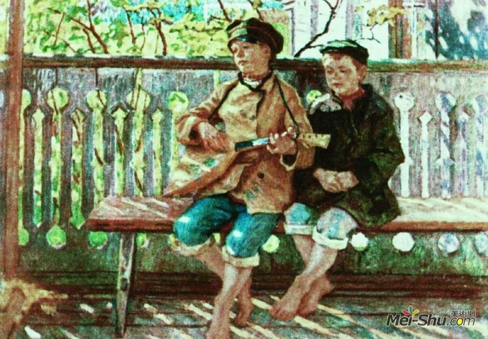 尼古拉·博格丹诺夫·贝尔斯基(Nikolay Bogdanov-Belsky)高清作品《塔兰特和爱慕者》